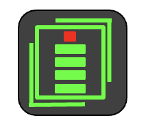 A green and black square with a red squareDescription automatically generated