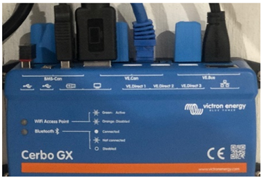 A blue box with black and blue cables

AI-generated content may be incorrect.